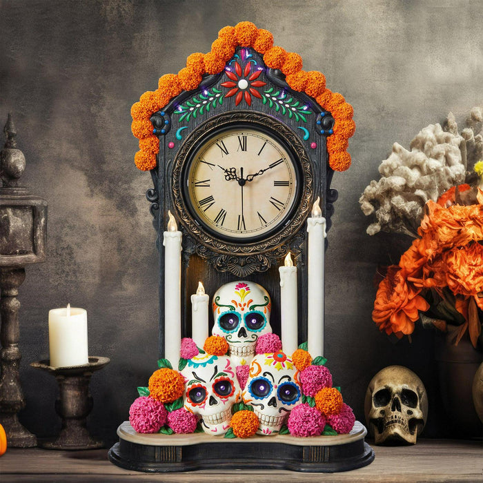 Day of The Dead Clock with Lights