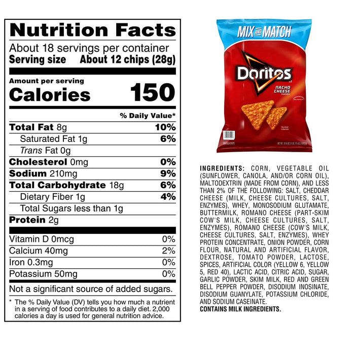 Doritos Nacho Cheese Flavored Tortilla Chips, 18.38 oz.