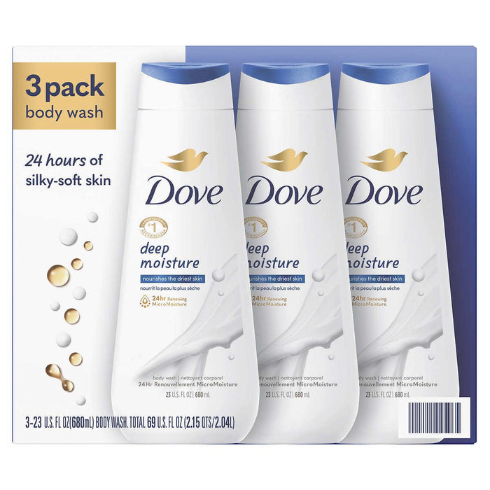 Dove Deep Moisture Body Wash 23 oz, 3-pack