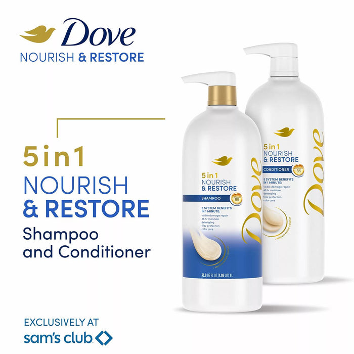 Dove Nourish and Restore 5-in-1 Shampoo, 33.8 fl. oz.