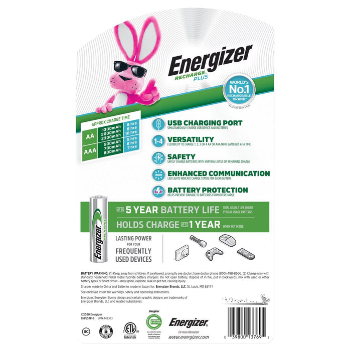 Energizer Recharge PowerPlus Charger AA and AAA Batteries, 8 pk.