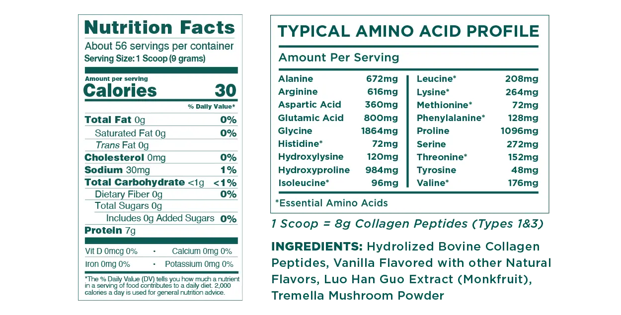 Further Food Grass-Fed Collagen Peptides Powder Plus Mushroom, Vanilla, 56 Servings
