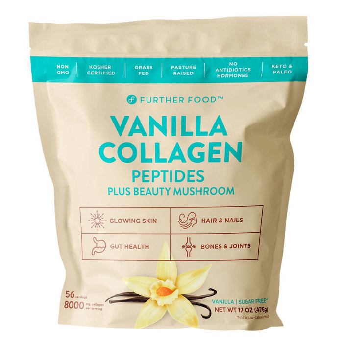 Further Food Grass-Fed Collagen Peptides Powder Plus Mushroom, Vanilla, 56 Servings