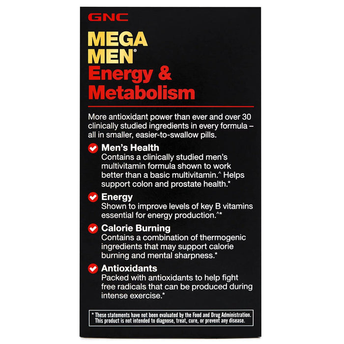 GNC Mega Men Energy and Metabolism Multivitamin Caplets, 180 ct.