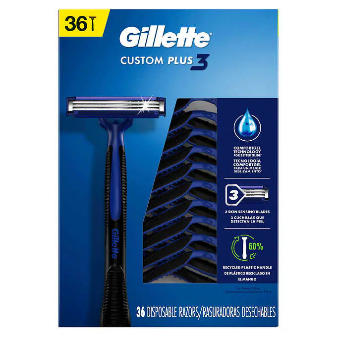 Gillette Custom Plus3 Disposable Razors, 36-count