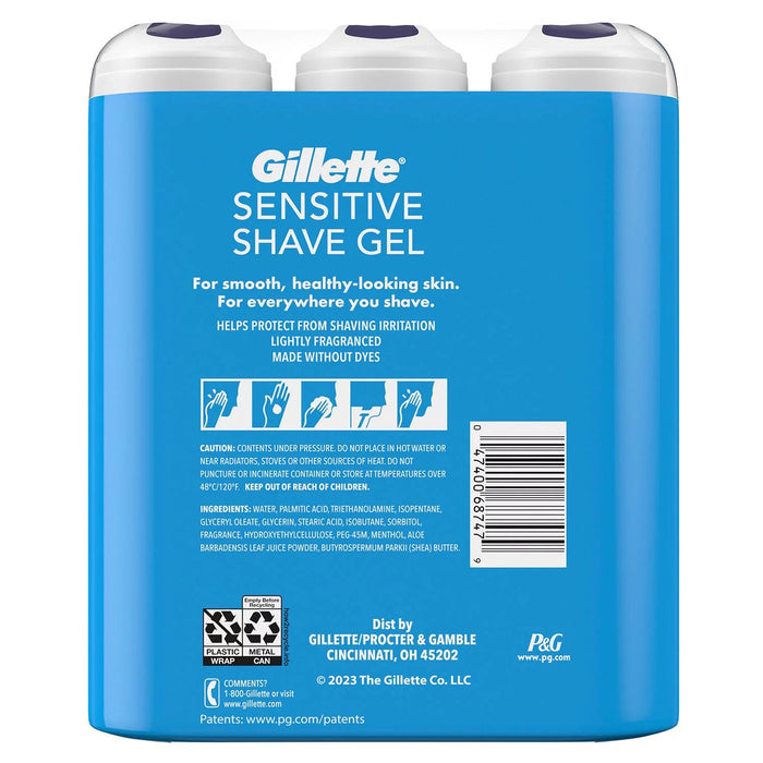 Gillette Sensitive Shave Gel with Aloe and Shea Butter, 7 oz., 3 pk.
