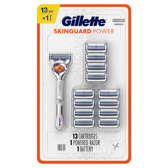 Gillette SkinGuard Power Men's Razor Handle + 13 Cartridges