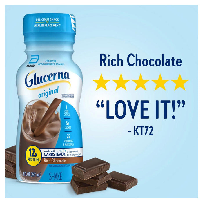 Glucerna 12g Protein Shake, Creamy Chocolate Delight 8 fl. oz., 24 pk.