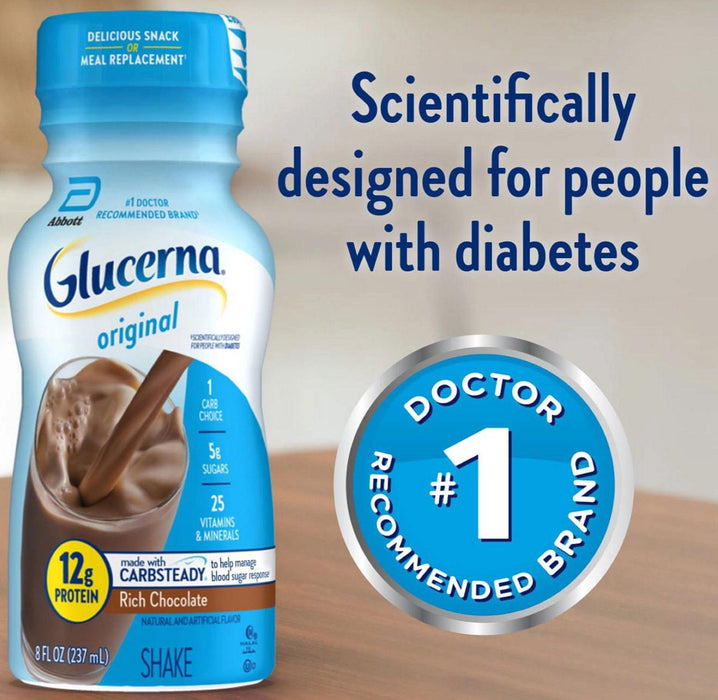 Glucerna 12g Protein Shake, Creamy Chocolate Delight 8 fl. oz., 24 pk.