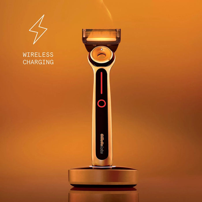 Heated Razor by GilletteLabs - 1 Handle, 6 Blade Refills, 1 Charging Dock