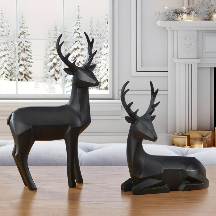 Holiday Black Modern Deer, Set of 2