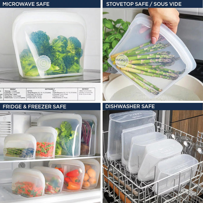 Honest Goods 7-Piece Silicone Food Storage Bags, Choose Color