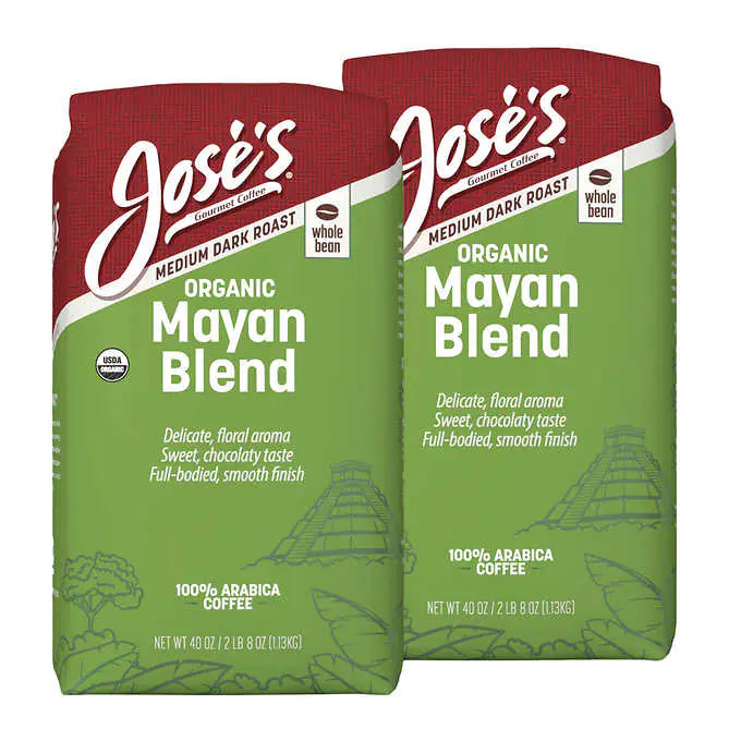 Jose’s 100% Organic Mayan Whole Bean Coffee 2.5 lb, 2-pack