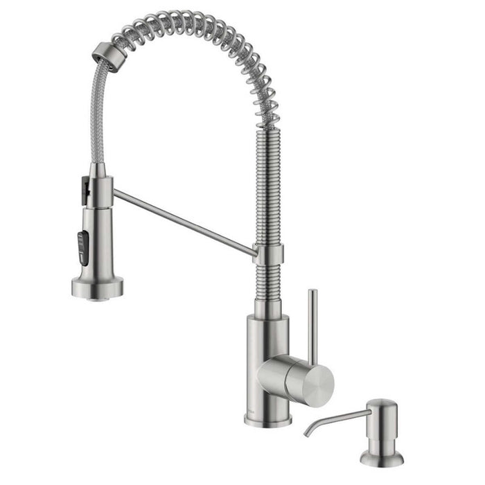 KRAUS 18 Pull-Down Commercial Kitchen Faucet with Matching Soap Dispenser