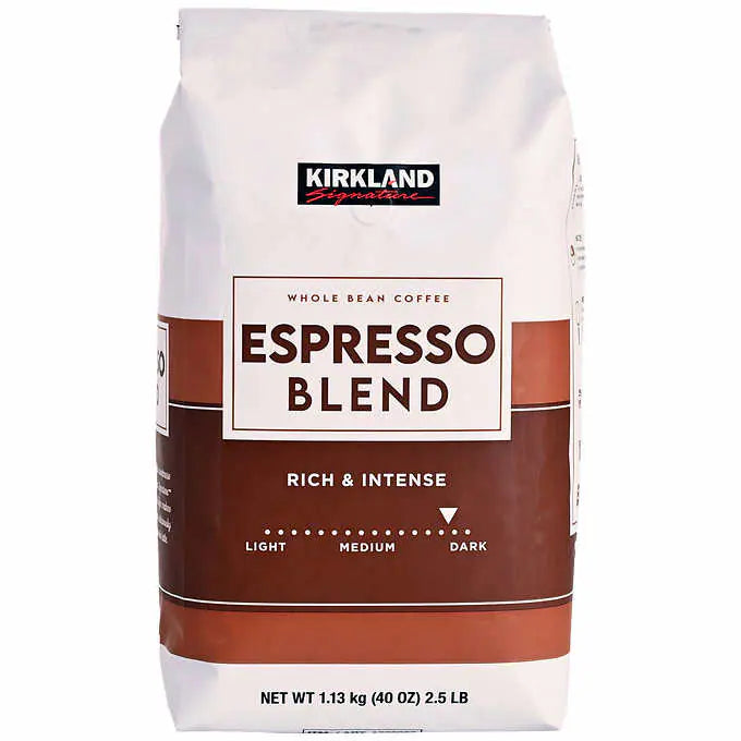 Kirkland Signature Espresso Blend Coffee, Dark Roast, Whole Bean, 2.5 lbs