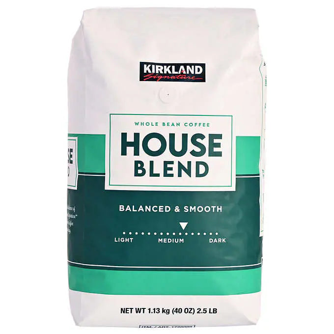 Kirkland Signature House Blend Coffee, Medium Roast, Whole Bean, 2.5 lbs