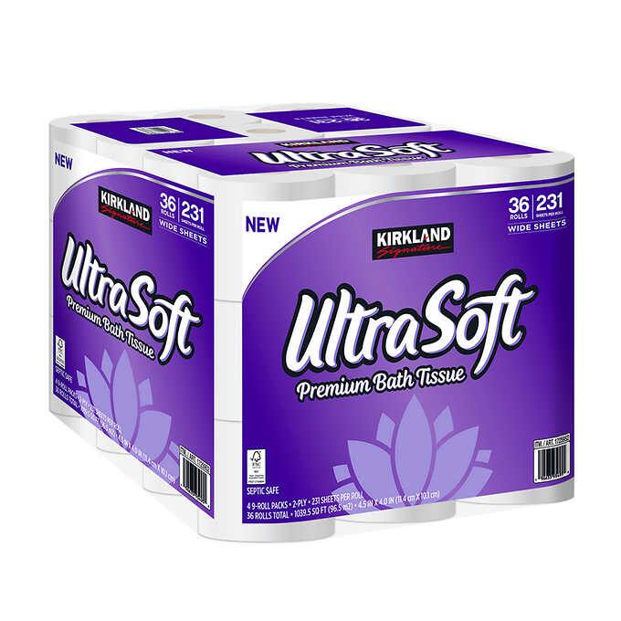 Kirkland Signature Ultra Soft Bath Tissue, 2-Ply, 231 Sheets, 36 Rolls