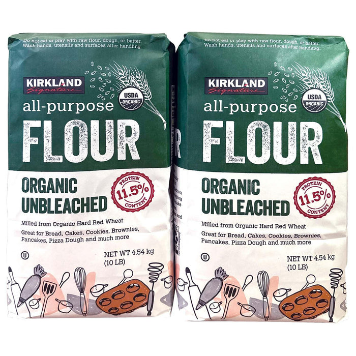 Kirkland Signature Organic Unbleached All Purpose Flour, 10 lbs, 2-count