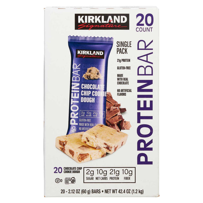 Kirkland Signature Protein Bars Chocolate Chip Cookie Dough 2.12 oz., 20-count