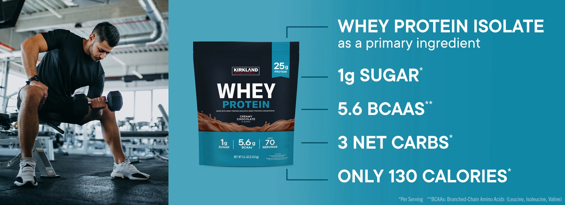 Kirkland Signature Whey Protein, Creamy Chocolate, 5.4lbs