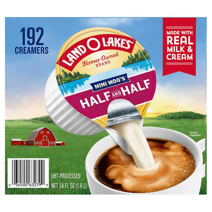 Land O Lake's Mini Moos Half and Half Liquid Creamer, 192-count