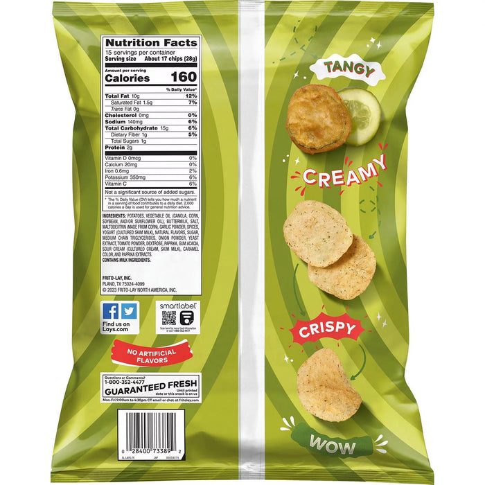 Lay's Potato Chips Fried Pickles with Ranch Flavored, 15 oz.