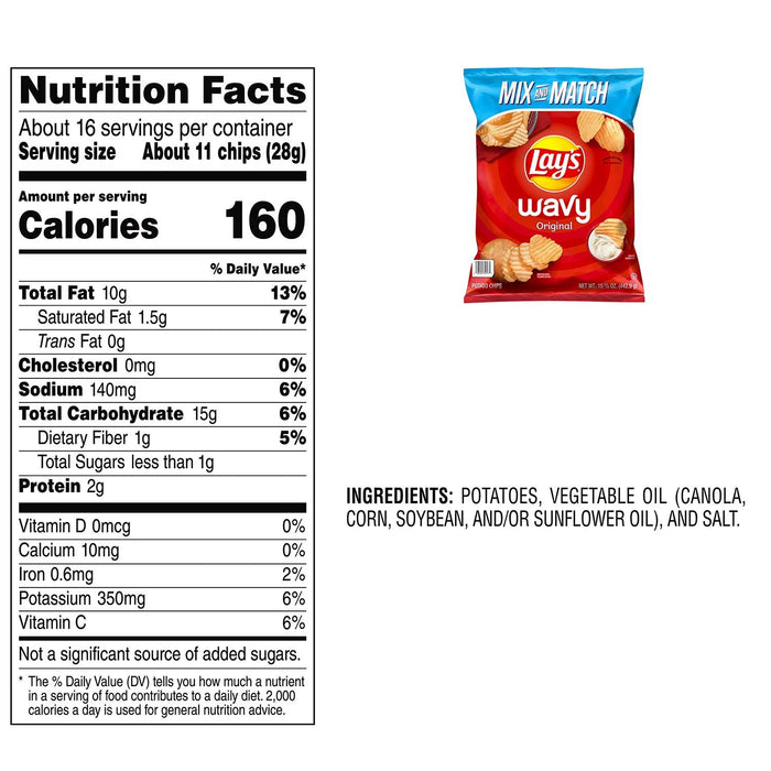 Lay's Wavy Original Potato Chips, 15.625 oz.