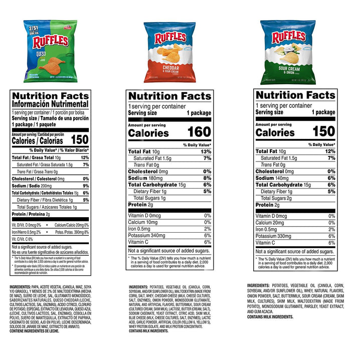 Lay's and Ruffles Crunch Mix Chips, Variety Pack, 50 pk.