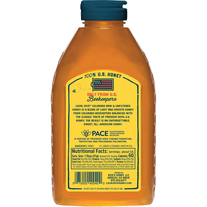 Local Hive Colorado Raw and Unfiltered Honey, 40 oz.