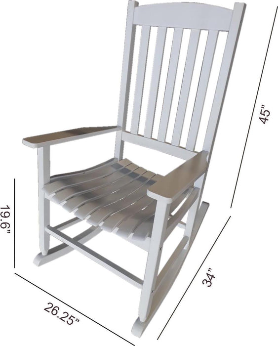 Mainstays Outdoor Wood Porch Rocking Chair, White Color, Weather Resistant Finish