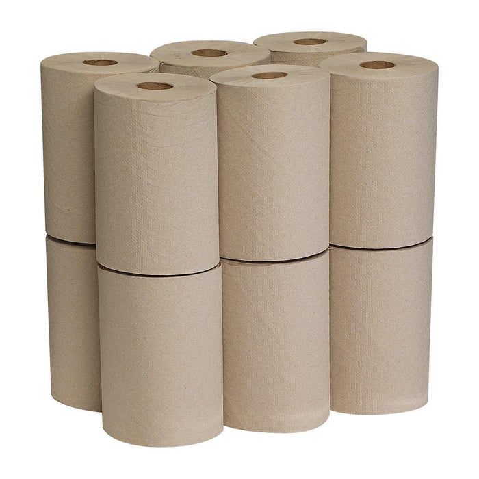 Marathon 100% Recycled Paper Towel, Brown, 1-Ply, 350 ft Rolls, 12-count