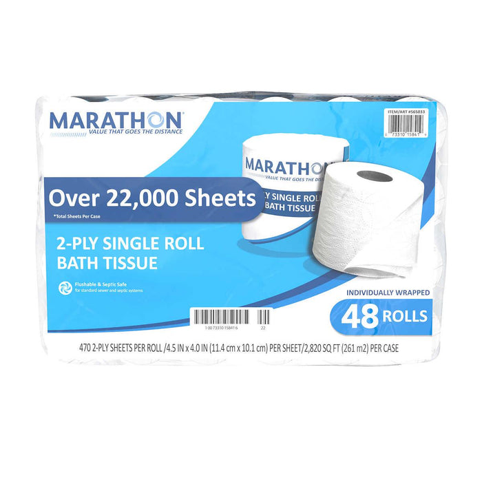 Marathon Bath Tissue, 2-Ply, 470 Sheets, 48 Rolls