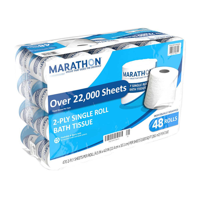 Marathon Bath Tissue, 2-Ply, 470 Sheets, 48 Rolls