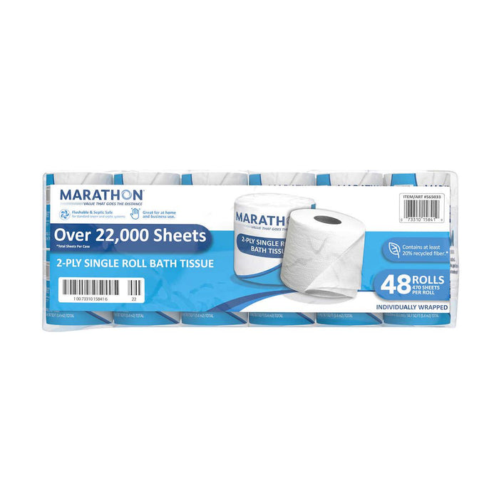 Marathon Bath Tissue, 2-Ply, 470 Sheets, 48 Rolls