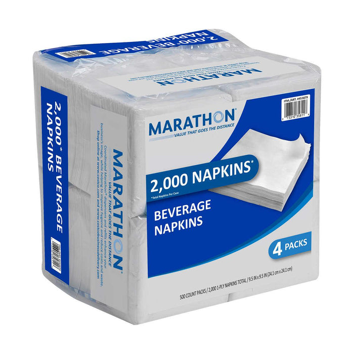 Marathon Beverage Napkin, 1-Ply, 500-count, 4-pack