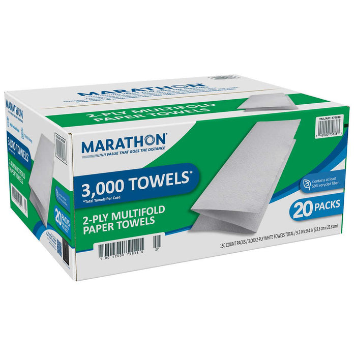 Marathon Paper Towels , Premium Multifold, 150 Towels, 20-count