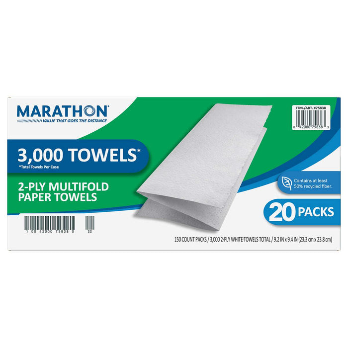 Marathon Paper Towels , Premium Multifold, 150 Towels, 20-count