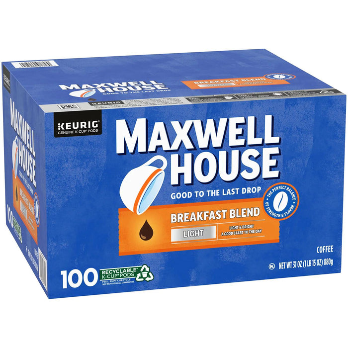 Maxwell House Breakfast Blend Light Roast K-Cup Coffee Pods (100 ct.) ) | Home Deliveries