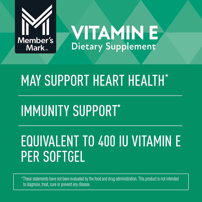 Member's Mark Vitamin E Softgels, 180 mg, 500 ct.