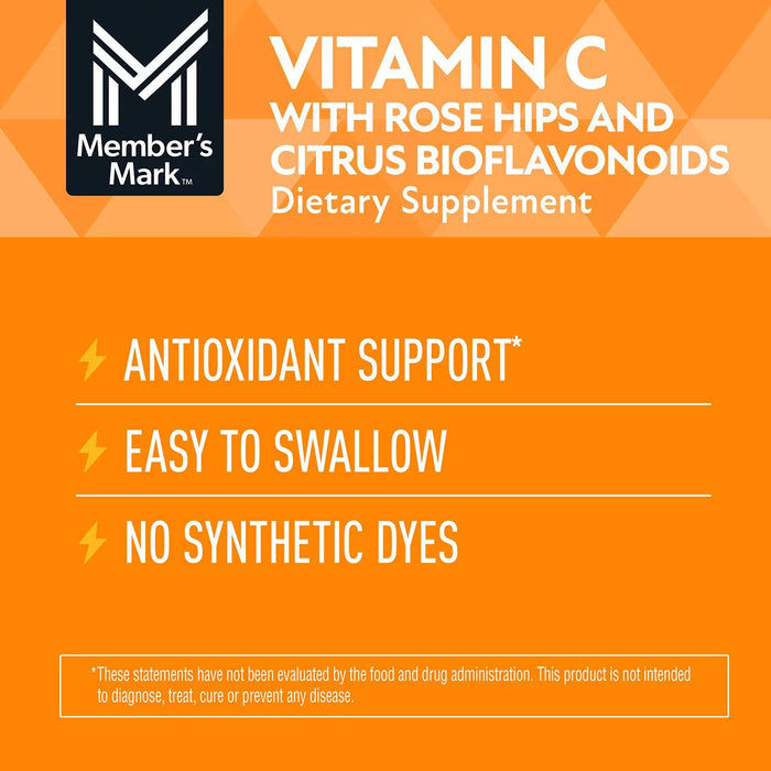 Member's Mark Vitamin C Plus Citrus Bioflavonoids and Rose Hips Tablets, 1000mg, 500 ct.