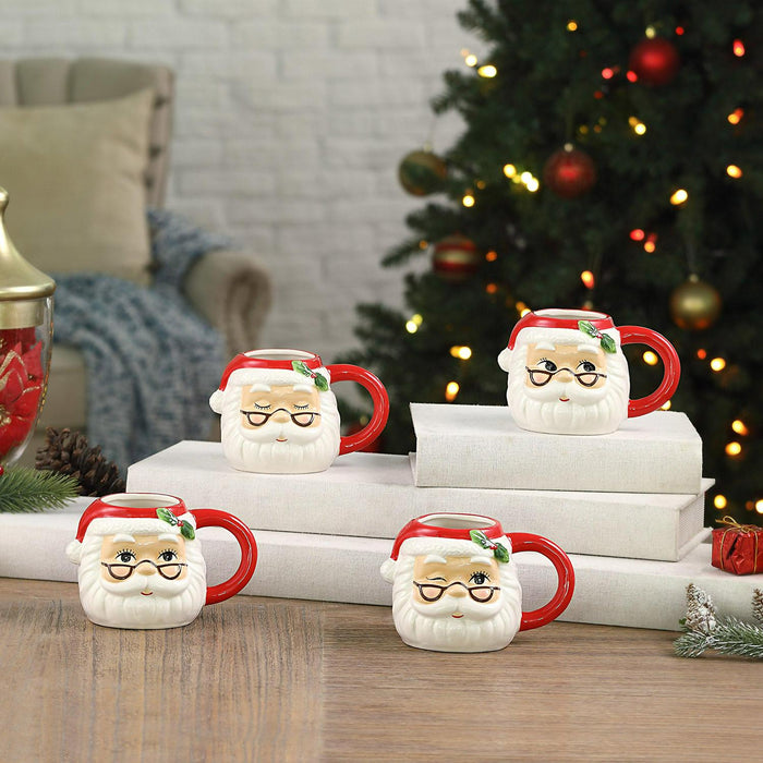 Mr. Christmas Santa Mugs, Set of 4