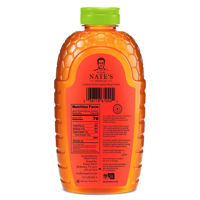 Nature Nate's 100% Organic Pure Raw and Unfiltered Honey 40 oz.