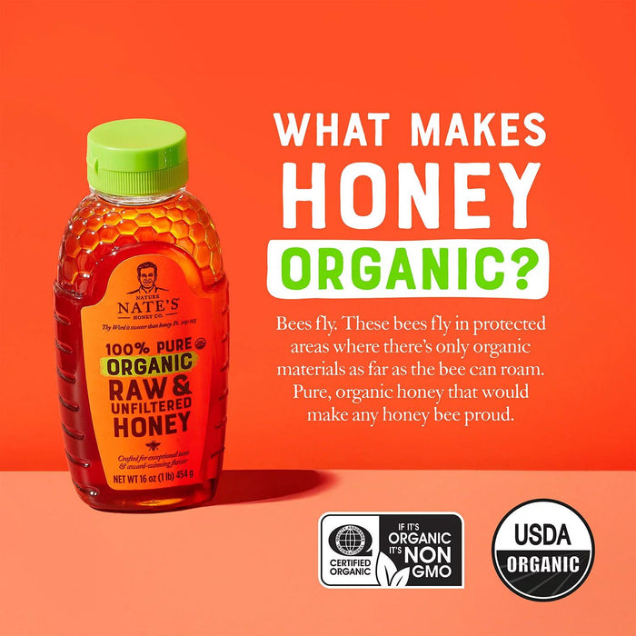 Nature Nate's 100% Organic Pure Raw and Unfiltered Honey 40 oz.