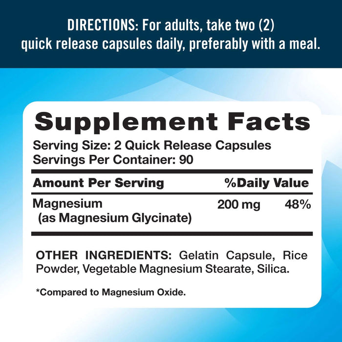 Nature's Truth Magnesium Glycinate Capsules, 200 mg, 180 ct.
