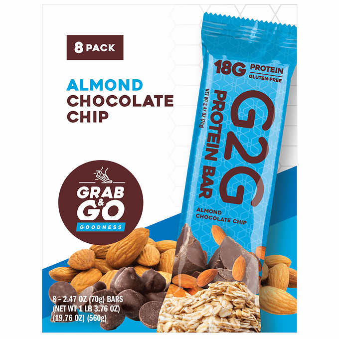 G2G 3-pack Almond Chocolate Chip Protein Bars, 24-count