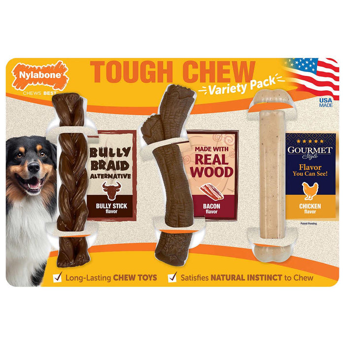 Nylabone Tough Dog Chew Variety Pack, 3-count