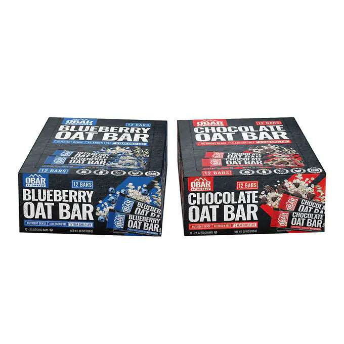 OBAR Blueberry Oat and Chocolate Oat Bars 2-Pack, 24 Total Bars (2.5 oz. each)