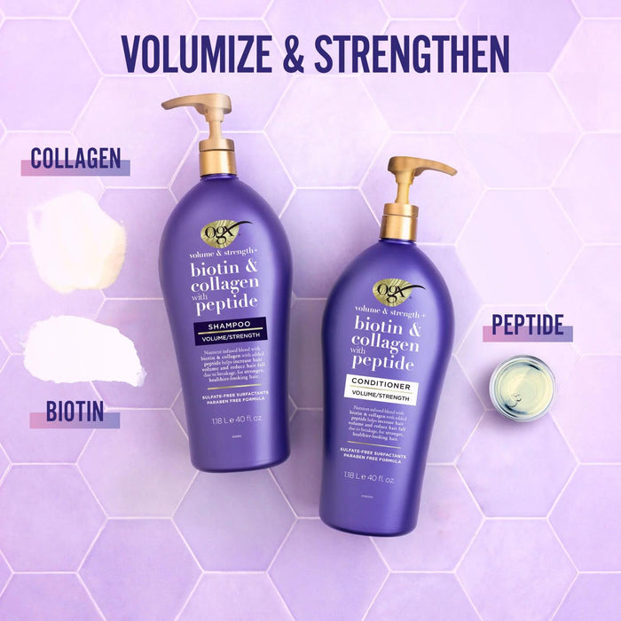 OGX Volume and Strength + Biotin and Collagen Shampoo, 40 fl. oz.