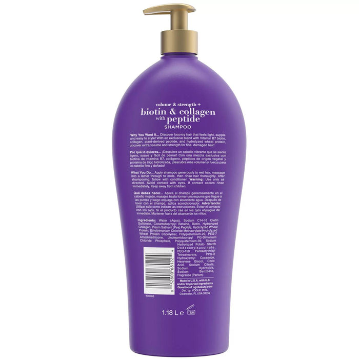 OGX Volume and Strength + Biotin and Collagen Shampoo, 40 fl. oz.
