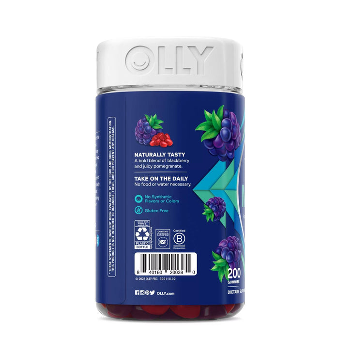 OLLY Men's Multivitamin Gummy, Blackberry, 200 ct.